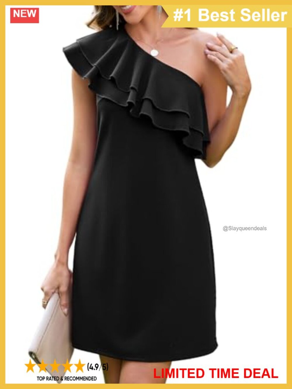 One Shoulder Ruffle A-Line Mini Cocktail Wedding Guest Dress